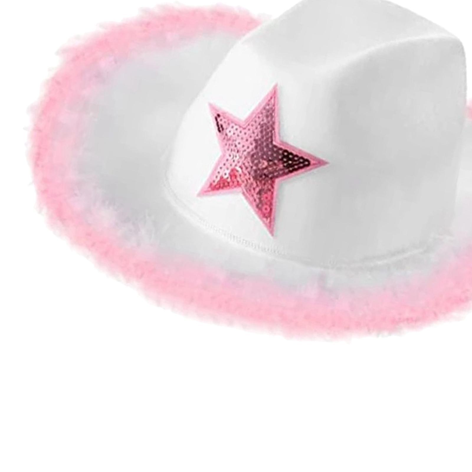 Western Style Women Cowboy Hat Sequin Edge Party Hat for Bridal Shower