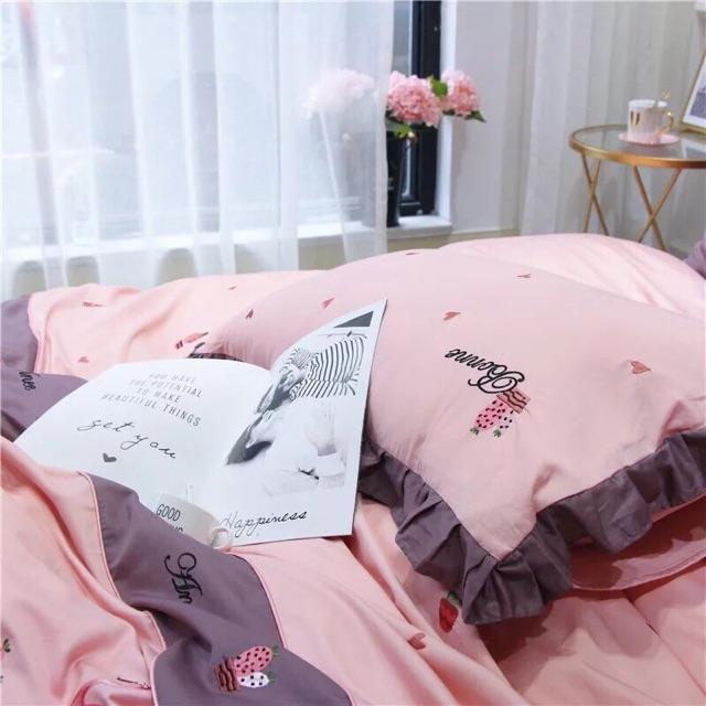 Bộ chăn ga gối lụa Flamingo 6 món tặng kèm gối trang trí đã có ruột