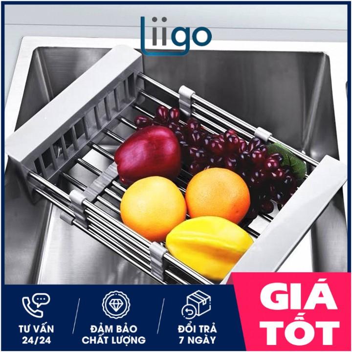 Rổ inox rút gọn 909, Khay inox kéo rút gác bồn rửa chén bát tiện dụng