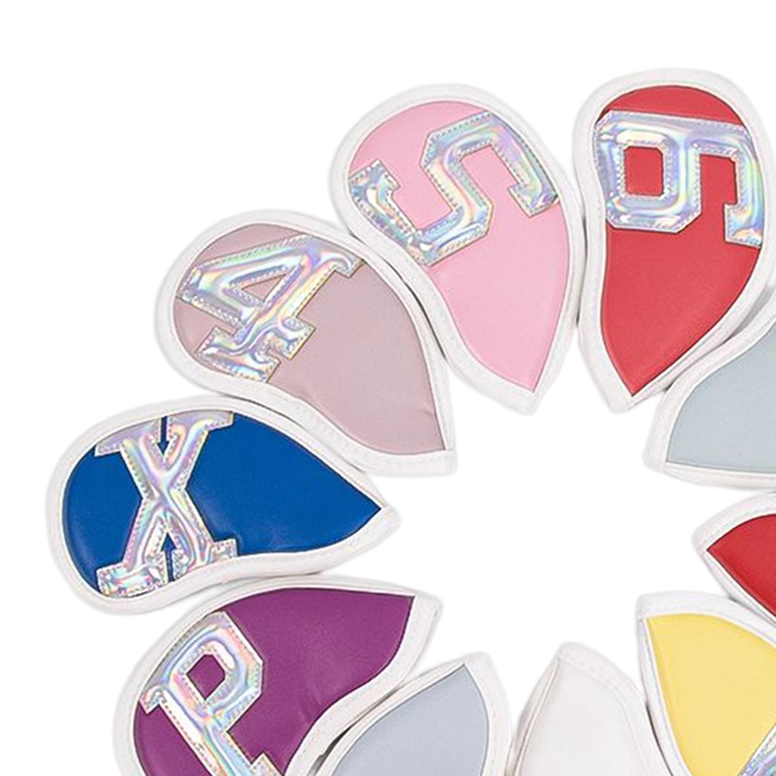 10x PU Leather Golf Iron Headcover Club Head Cover Protection Guard