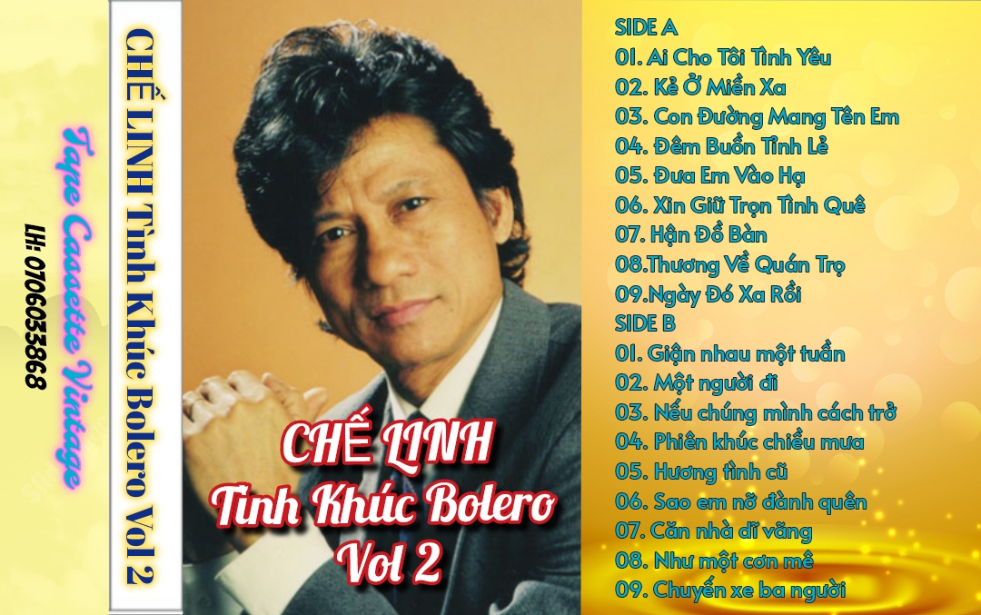 Set 2 cuốn băng Cassette, Chế Linh Tình Khúc Bolero vol 1 và vol 2