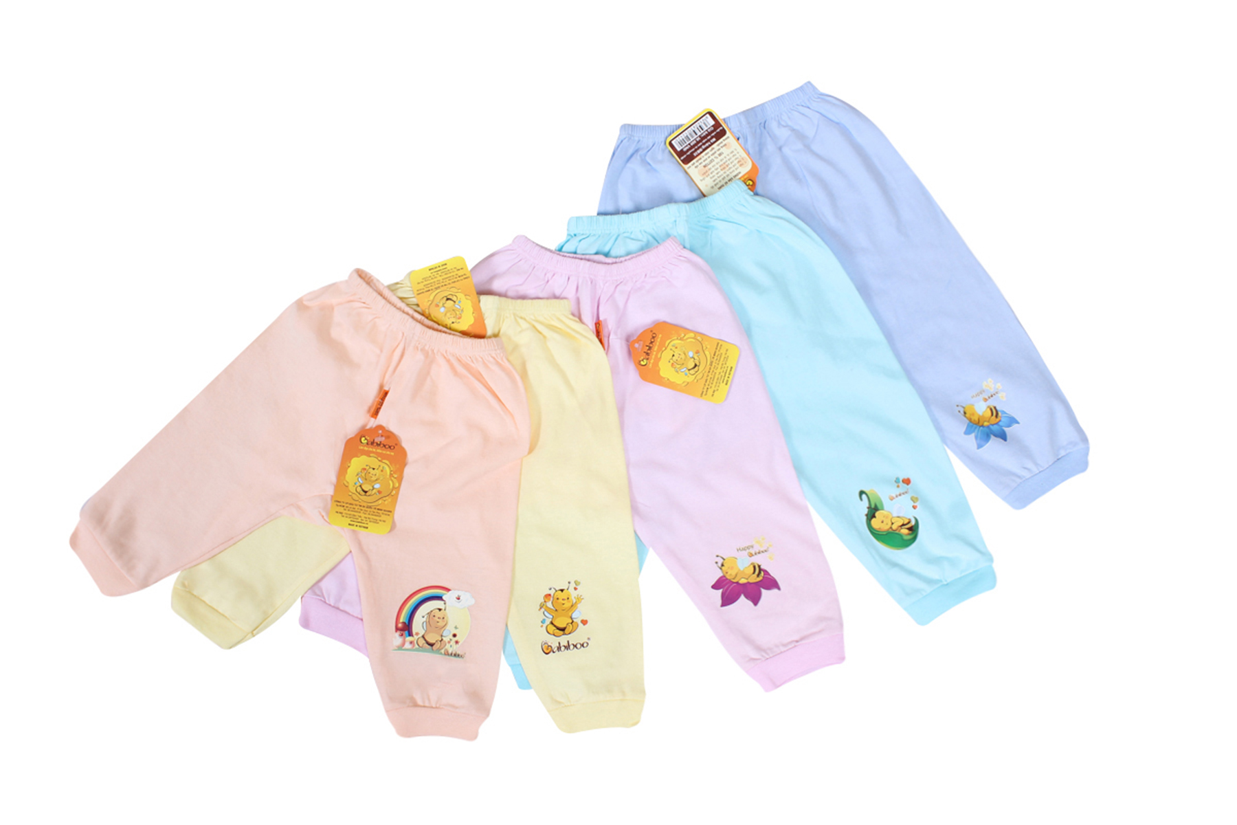 [BB35] (3-12kg) Quần sơ sinh màu dài mặc bỉm in chuyển nhiệt - BABIBOO - XANH NGỌC