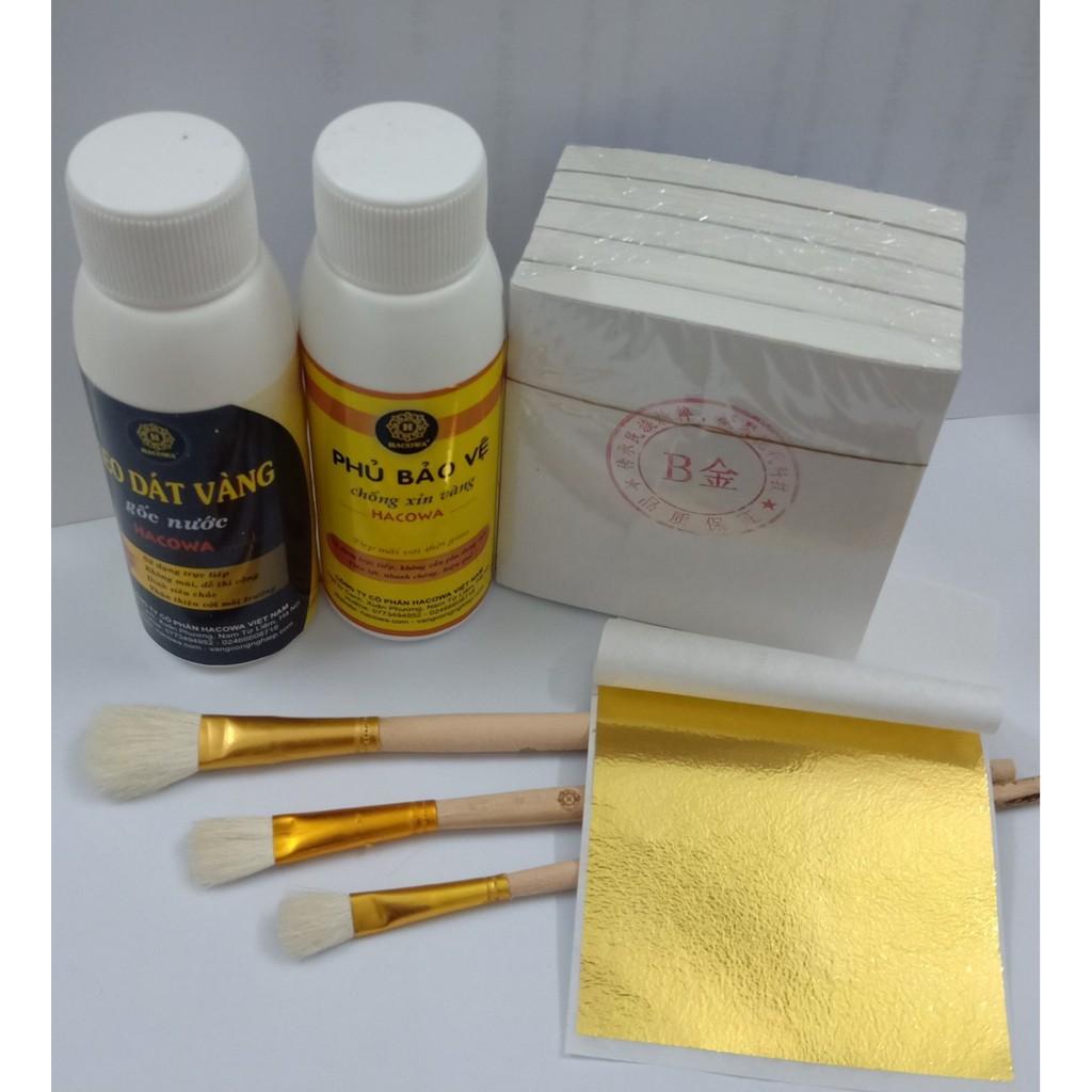 Combo dát vàng gói tiết kiệm đủ dụng cụ kèm theo trên chất liệu thạch cao, tượng phật
