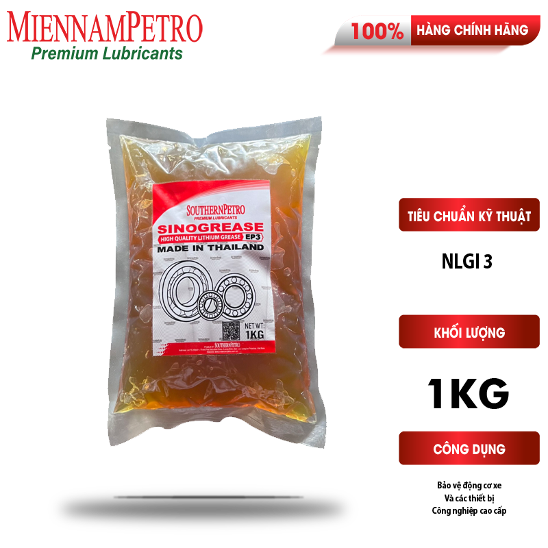 Mỡ Bôi Trơn MiennamPetro Sinogrease EP3 NLGI 3 1KG Bảo Vệ Ô Tô Công Nghiệp Cao Cấp