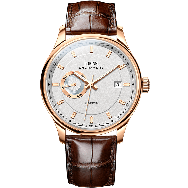 Đồng hồ nam chính hãng LOBINNI L17017-2 full box,hàng mới 100% ,kính sapphire chống nước,chống xước,dây da xịn ,kiểu dáng đơn giản ,mặt trắng size 40mm