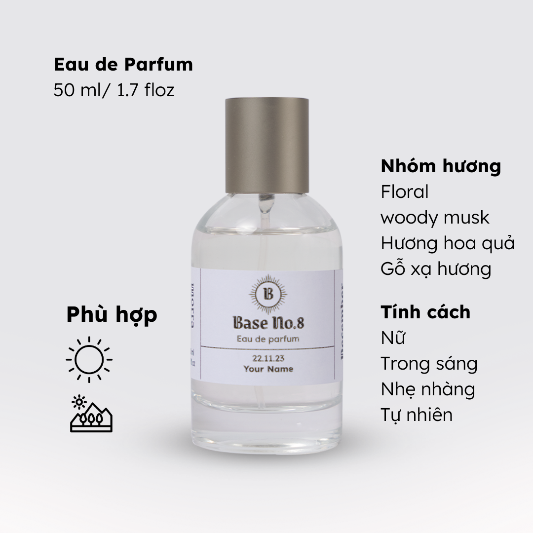 Nước Hoa Nam Nữ Chính Hãng Morra Base 08 Nguyên Liệu Cao Cấp Nhập Pháp Hương Hoa Cỏ Gỗ Tự Nhiên, Trong Sáng, Lưu Hương Thơm Lâu