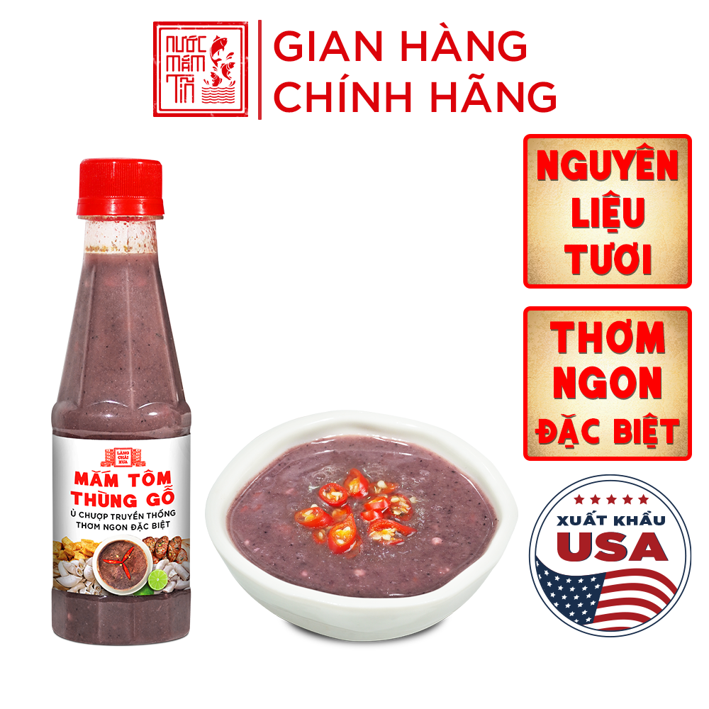 Mắm tôm thùng gỗ Làng Chài Xưa nguyên liệu tôm tép tươi, thơm ngon đặc biệt chai 260g