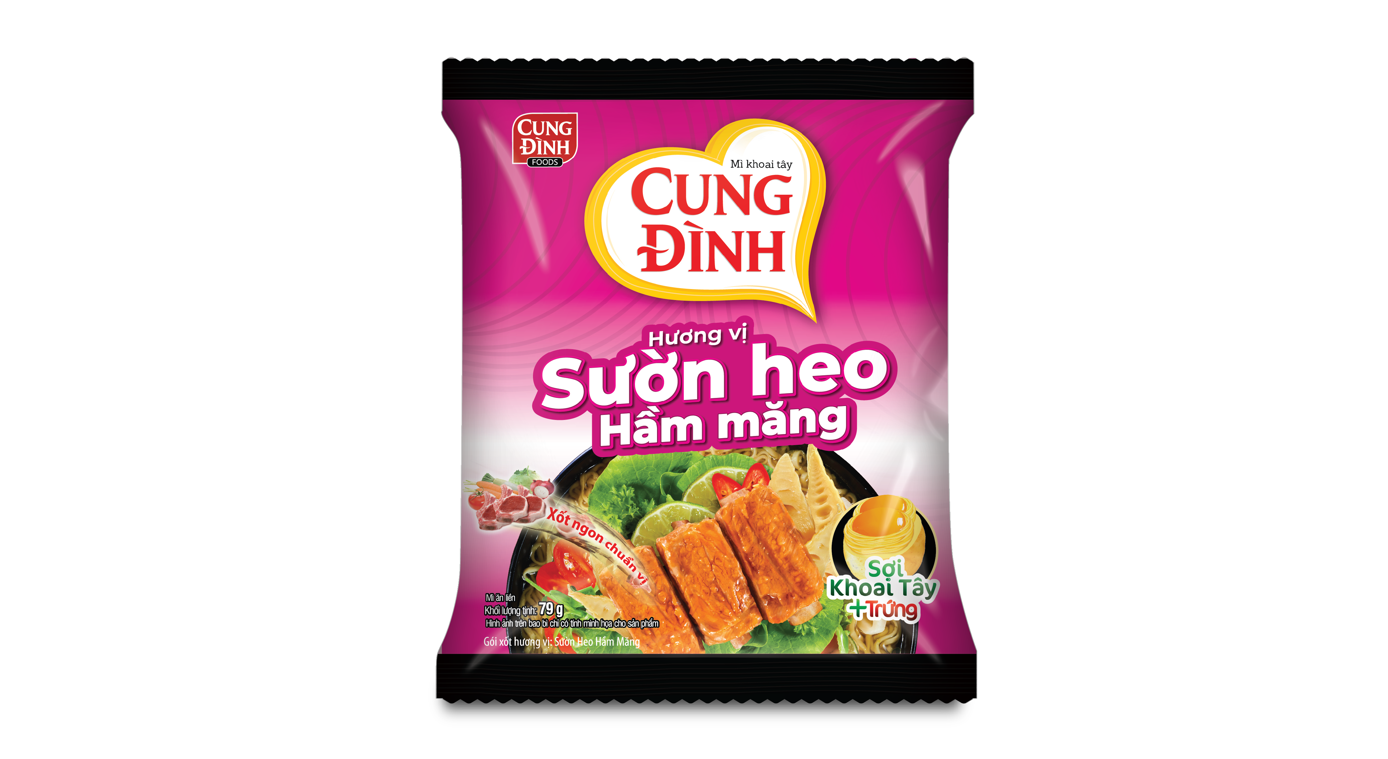 Thùng 30 Gói Mì Cung Đình Hương Vị Sườn Heo Hầm Măng (79g/Gói)