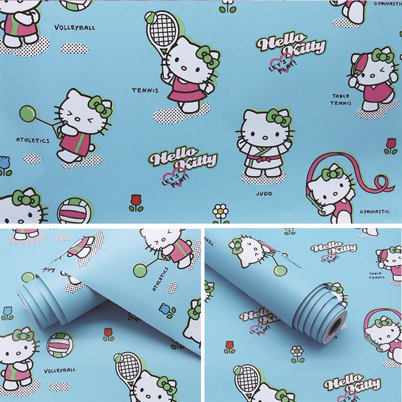 Giấy decal cuộn Kitty xanh 2