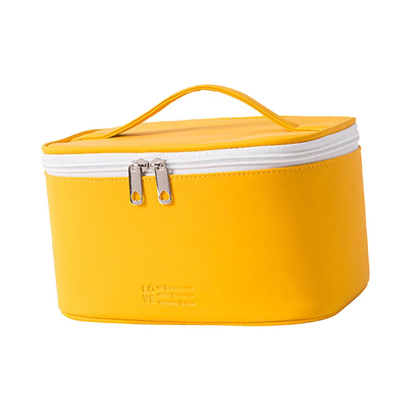 Makeup Bag Portable Storage Case Pouch Large Capacity for Makeup Brushes Yellow