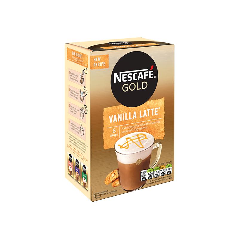 Combo 2 hộp cà phê hòa tan cao cấp Nescafé Gold Vanilla Latte 8x18.5g - Tặng 1 ly tiện dụng Nescafe (giao mẫu quà ngẫu nhiên)