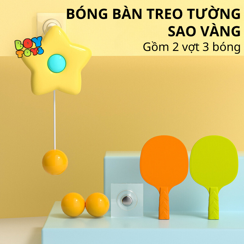 Đồ chơi bóng bàn treo tường luyện tập trong nhà, tập phản xạ và vận động thể chất toàn cơ thể, chất liệu nhựa an toàn cho bé