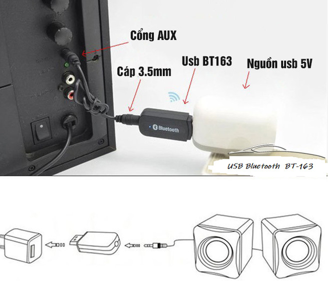 USB Bluetooth cho loa, xe hơi BT-163 - Hàng nhập khẩu