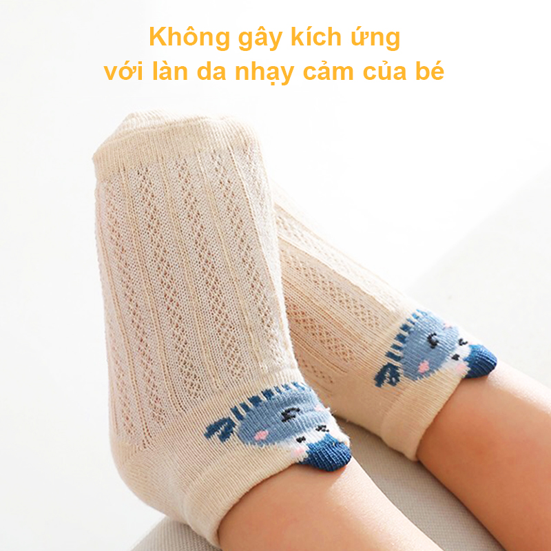 Tất cho bé gái và bé trai 0-3 tuổi thoáng khí Baby-S, Set 5 tất lưới cho bé hình thú ngộ nghĩnh nhiều màu sắc xinh xắn – ST022