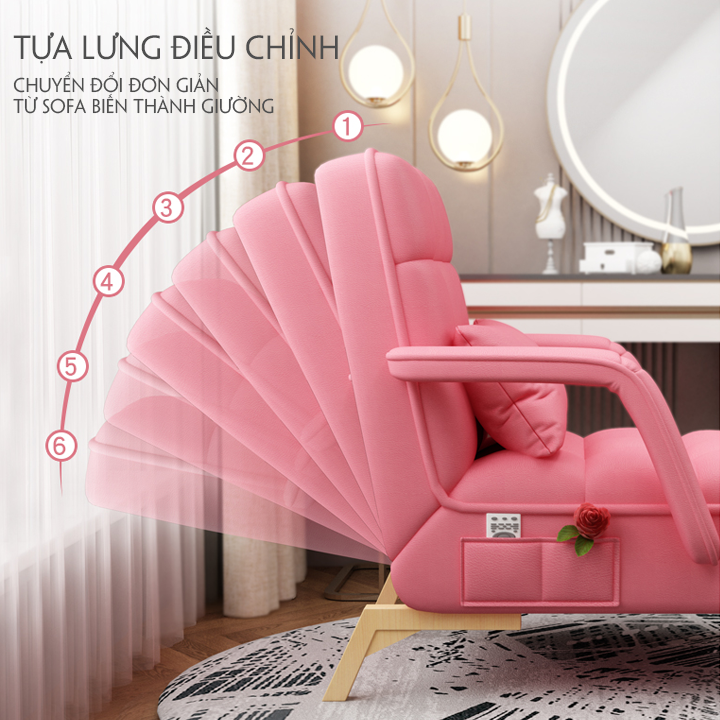 [ Nhập Khẩu ] Ghế Sofa Lười Bọc Da Cao Cấp , Sofa Lười Bọc Da Tặng Kèm Đôn Để Chân , Dễ Dàng Chuyển Thành Giường Cá Nhân