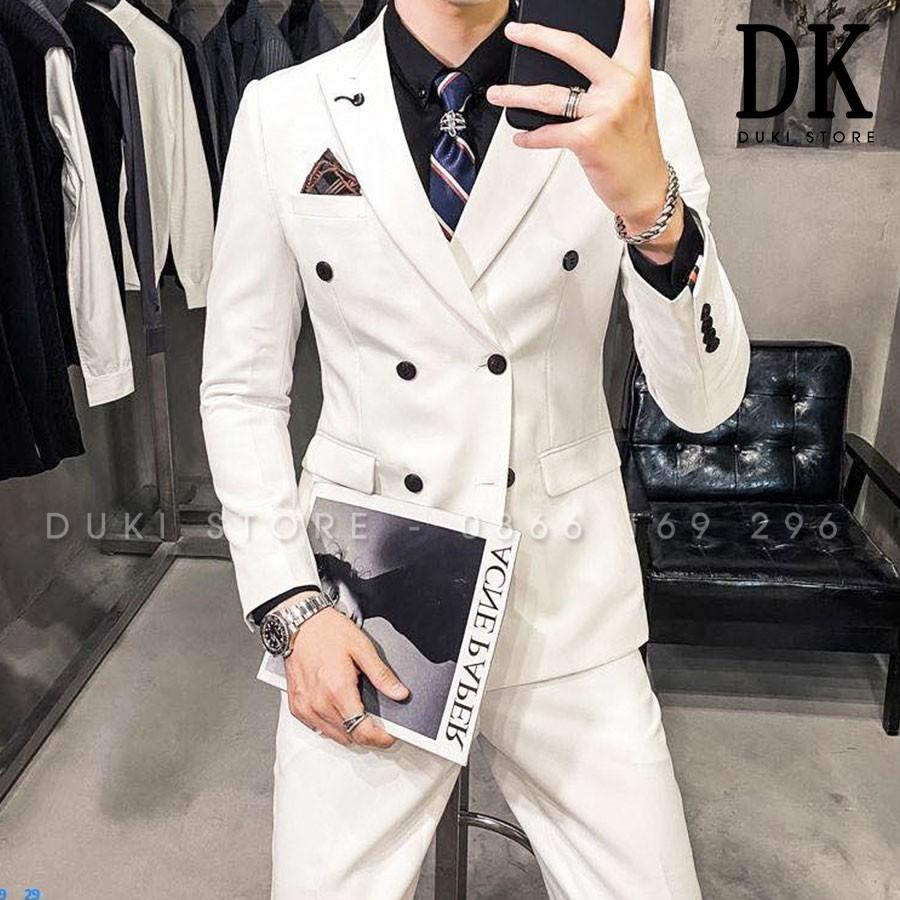 GIẢM 75% Bộ vest nam 6 cúc Hàn Quốc đẹp màu trắng giá siêu rẻ - DUKI STORE