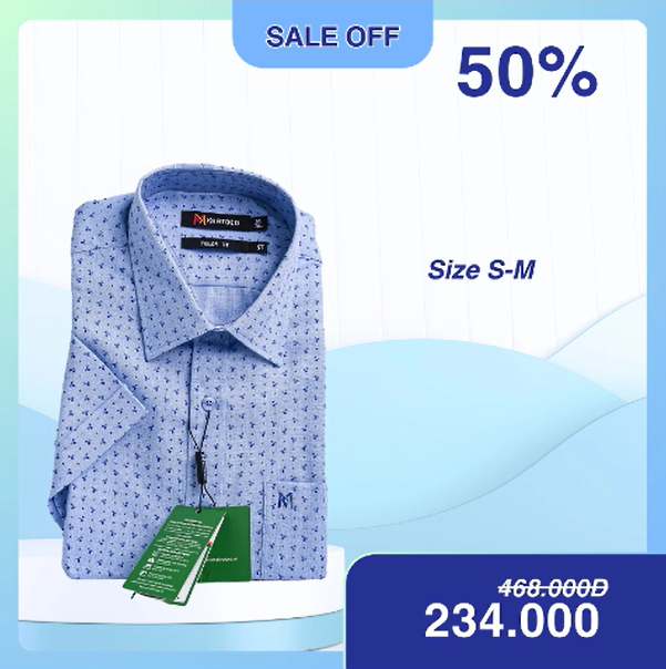 Áo sơ mi Khatoco tay ngắn sale off 50