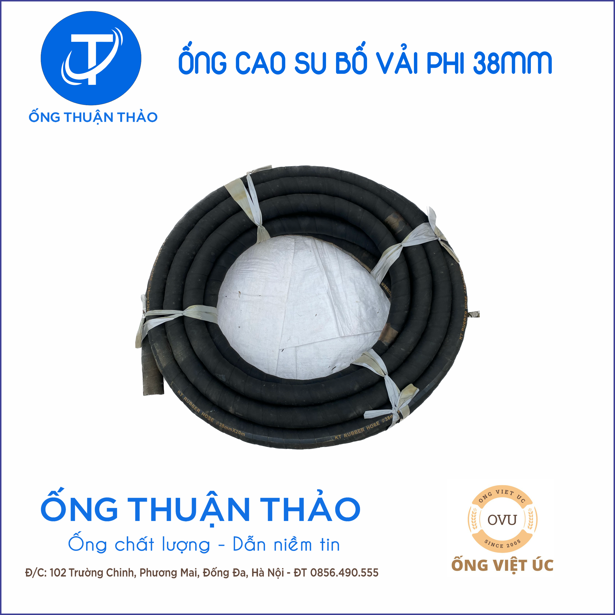Ống Cao Su Bố Vải Phi 38mm cuộn 20 mét- Hàng Nhập Khẩu - Ống Thuận Thảo