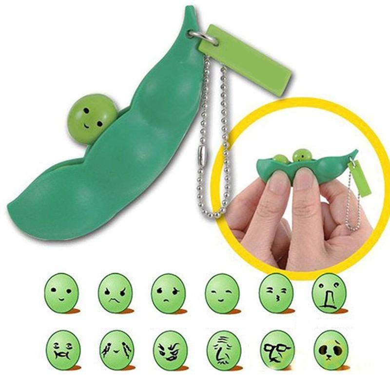 Móc khóa có đồ bóp giải tỏa stress hình hạt đậu