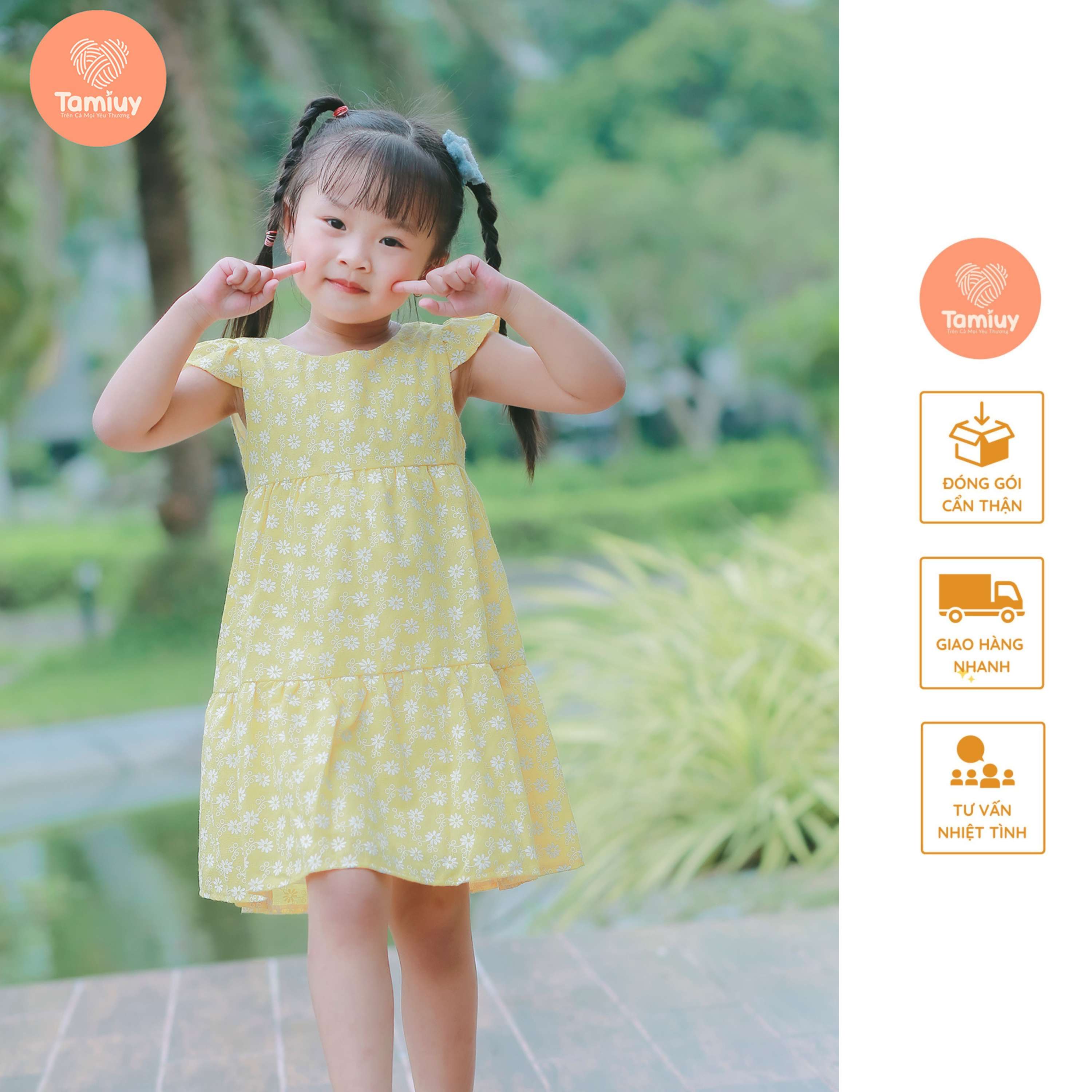 Đầm Baby Doll  Hoa Cúc Tamiuy Dễ Thương Xinh Xắn Đáng Yêu Dành Cho Bé Gái Từ 1-10 Tuổi