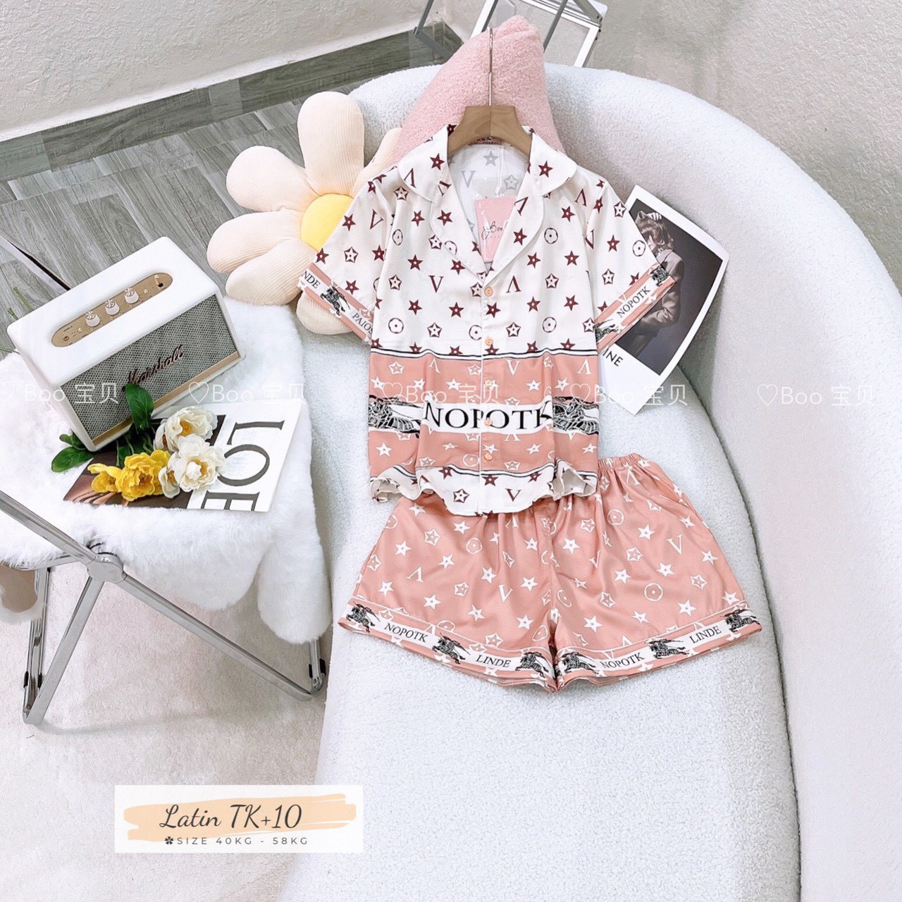 [HCM] (40-56kg, P1) Đồ bộ pijama nữ đùi TNQN chất liệu LATIN in 3D hoạt hình. hoa - mèo - thỏ - mickey - ku shin - vịt. LATIN5TNQN