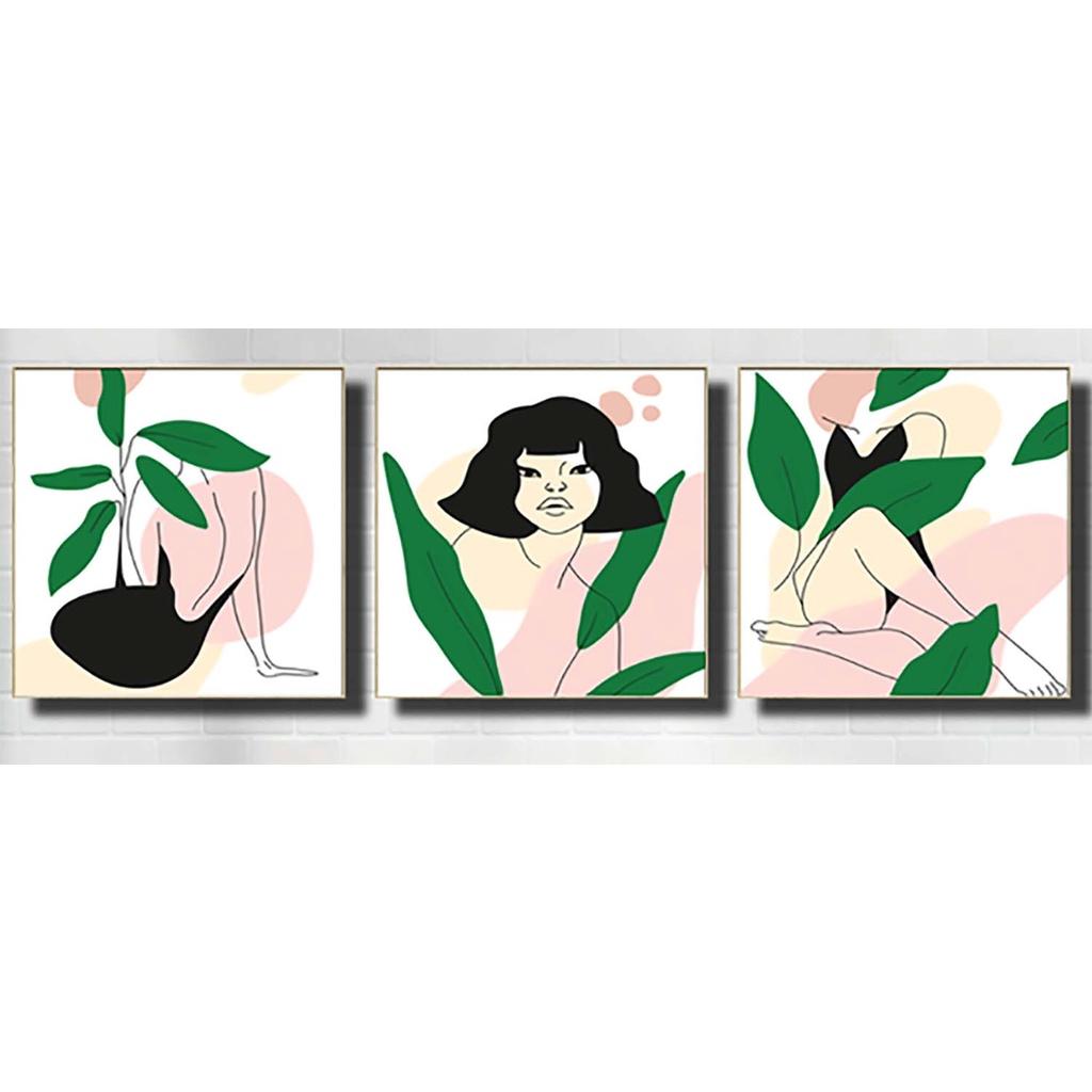 Bộ 3 tranh canvas decor phong cách minimalist, trừu tượng hiện đại - AR086