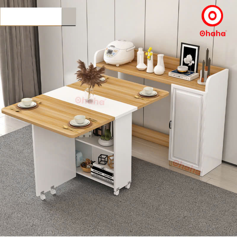 [Miễn phí lắp đặt và vận chuyển tại TP.HCM] Bộ bàn ăn thông minh xếp gọn kèm hệ tủ đồ - BA020