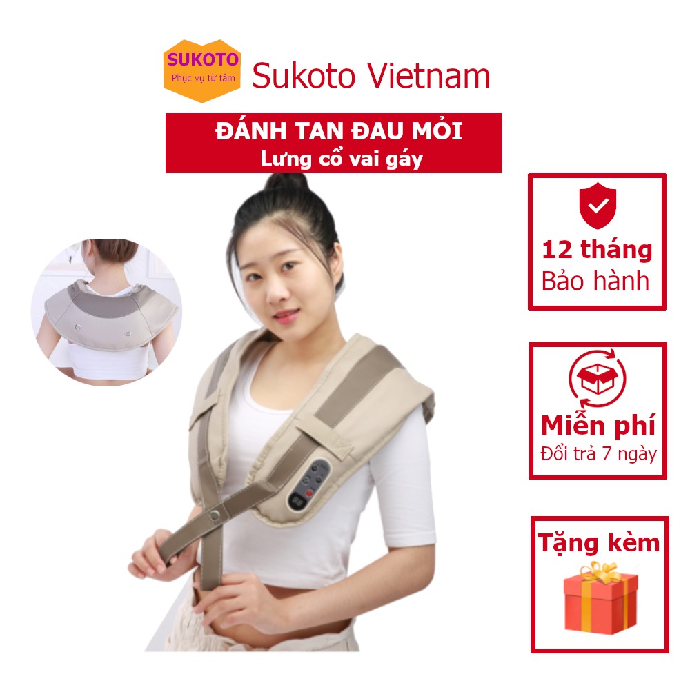 Máy Đấm Bóp Chườm Nhiệt Cao Cấp - Quà Tặng Mẹ, Sinh Nhật Bố, Ông, Bà - Đai Massage Cổ Vai Gáy