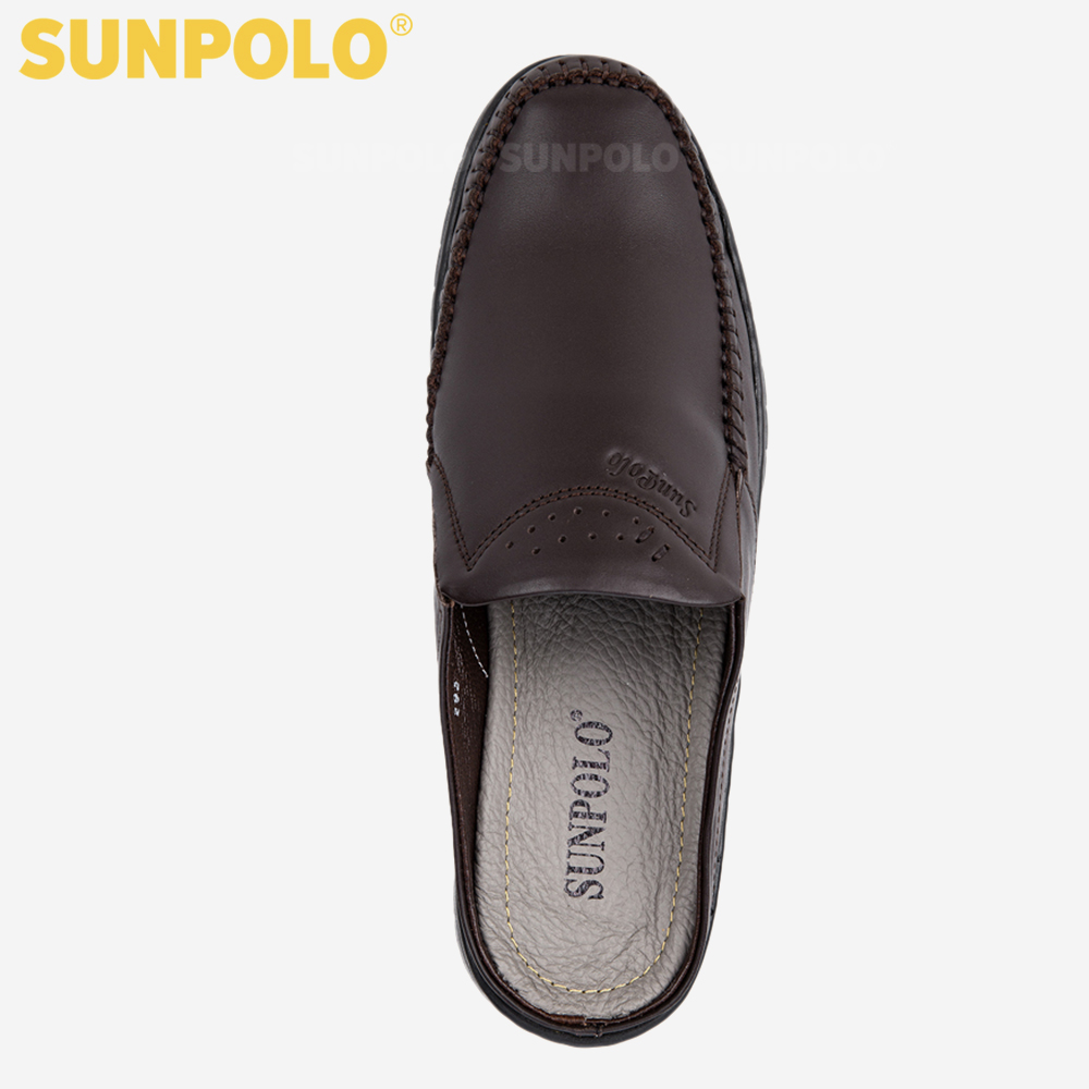 Dép Sục, Dép Sapo Nam Da Bò SUNPOLO SPO293 Bền đẹp