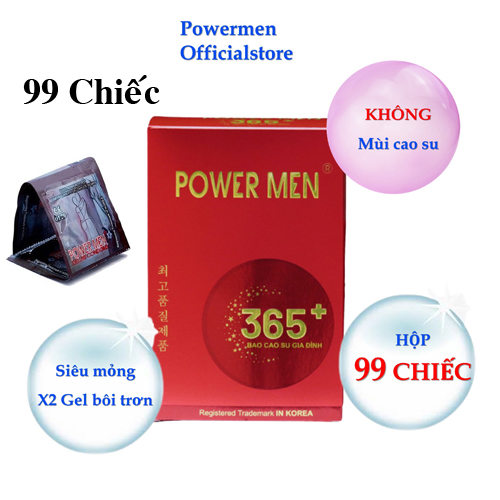 Bao Cao Su Gia Đình Power Men 365+  - Thiết Kế Mỏng Trơn Nhiều Gel - Dùng Gia Đình Tiết Kiệm