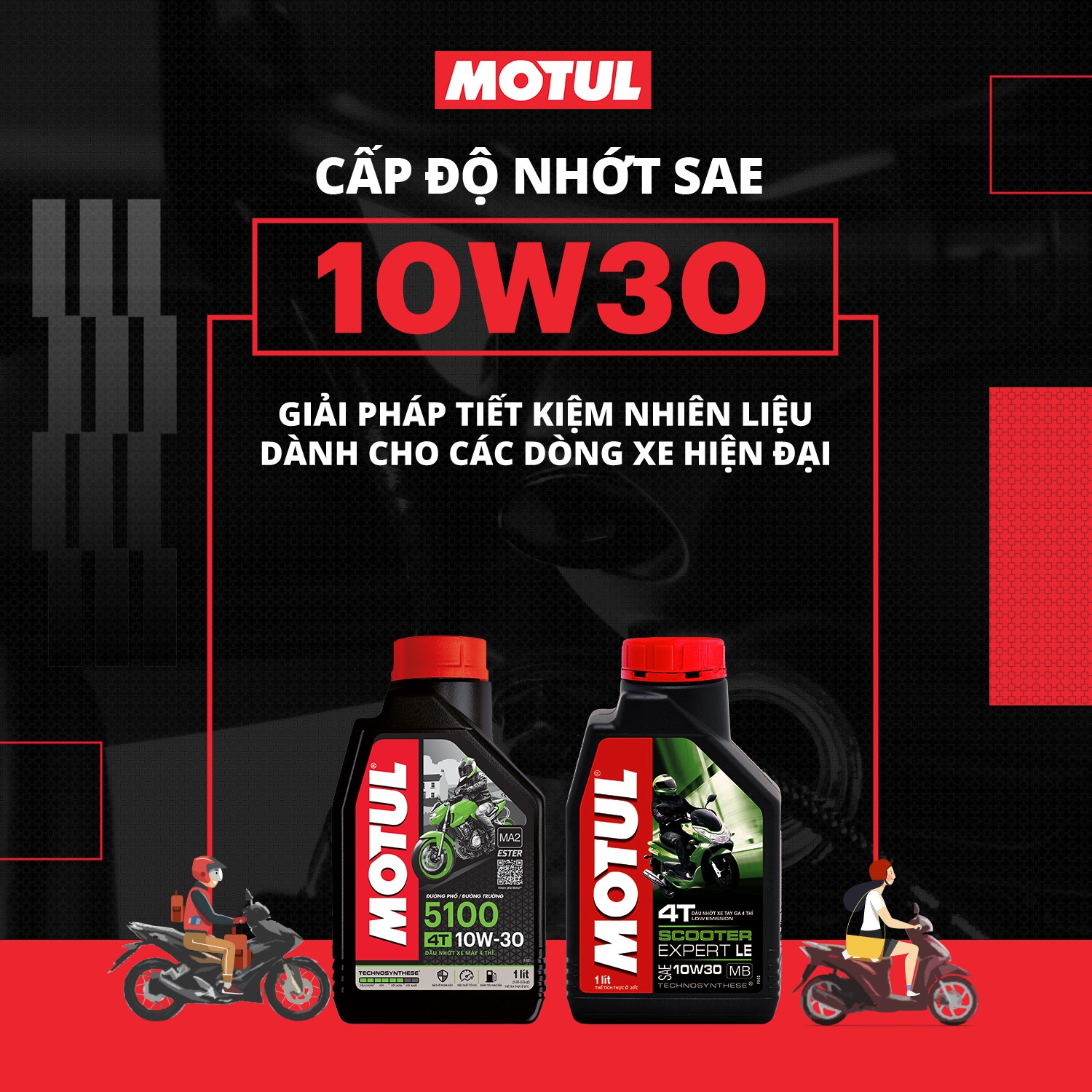 Dầu nhớt xe máy MOTUL 5100 4T 10W30 - Hàng chính hãng