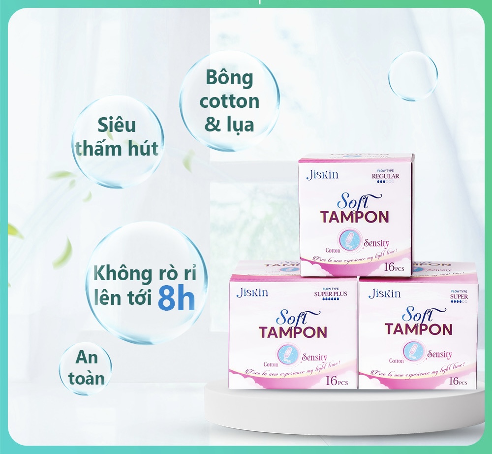 Băng Vệ Sinh Tampons JISKIN Công Nghệ Hàn Quốc - Siêu Thấm Hút - Jessa - Tiện Lợi - Nhỏ Gọn - Facelle - Dễ Sử Dụng ( Tampon Ob )