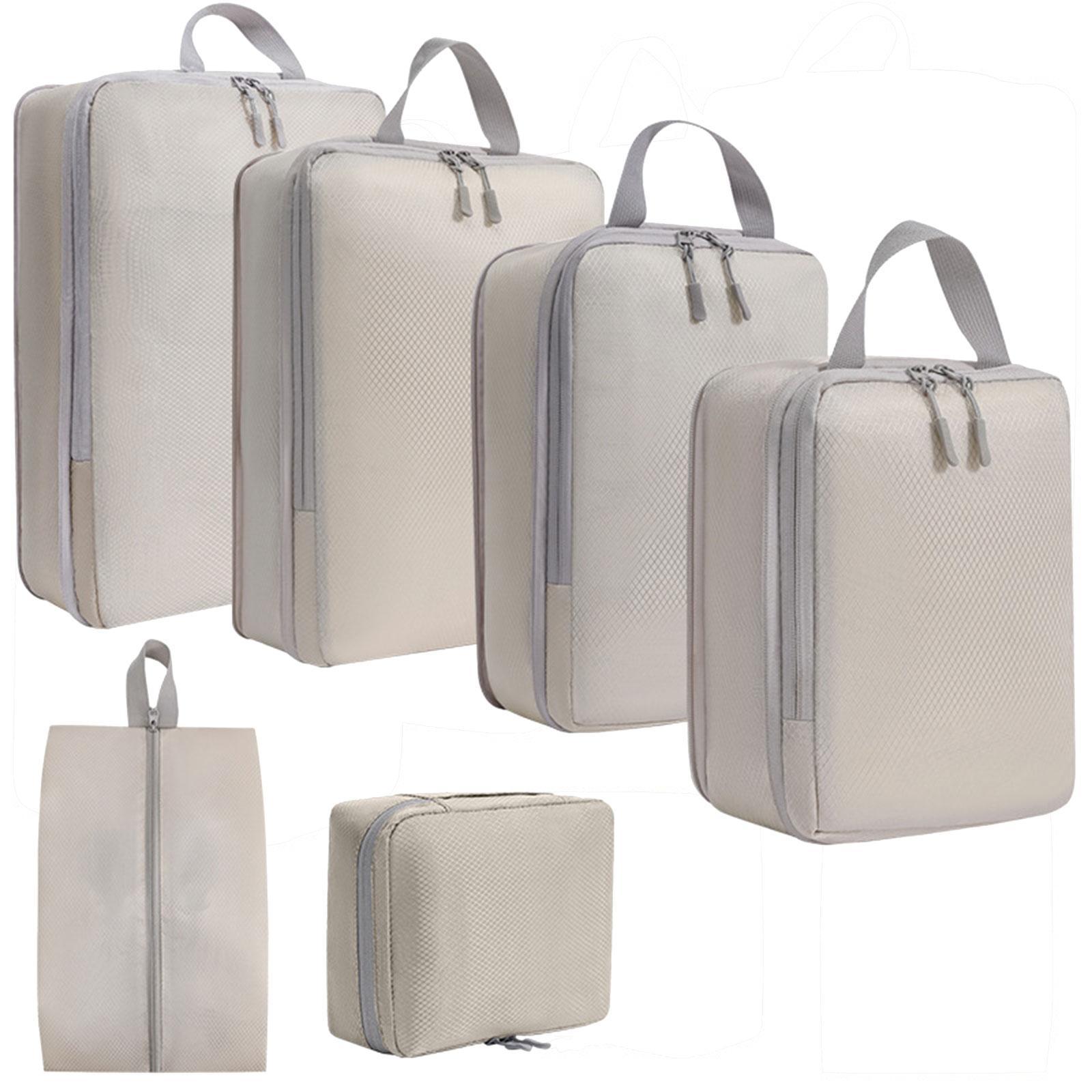 6 Pieces Compression Packing Cubes Laundry Bags for Holidays Outdoor Camping