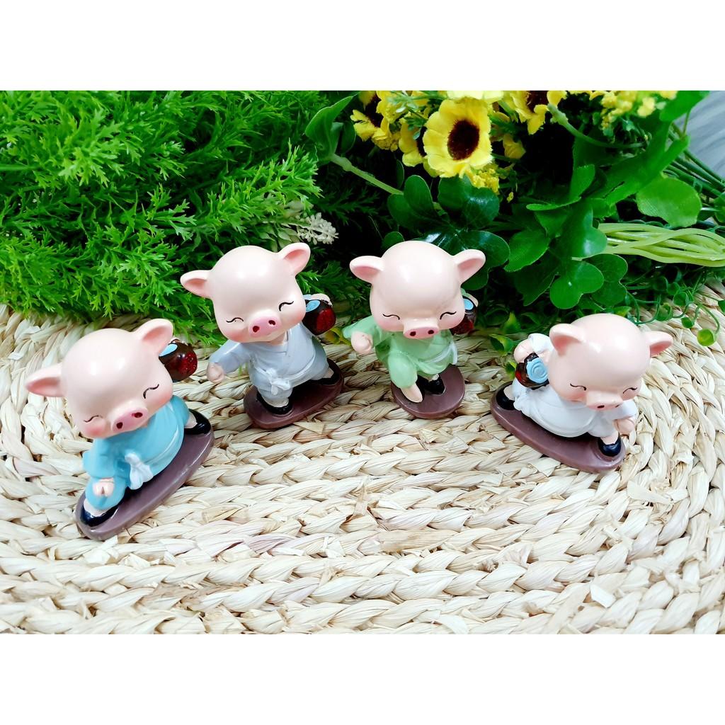 Bộ 4 tượng Heo múa túy quyền tuyệt đẹp