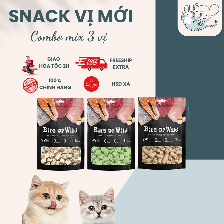 Thức ăn cho mèo Bite Of Wild Cỏ Mèo, Gan Gà, Trứng Gà, Thịt Tươi Sấy Khô Không Chất Bảo Quản