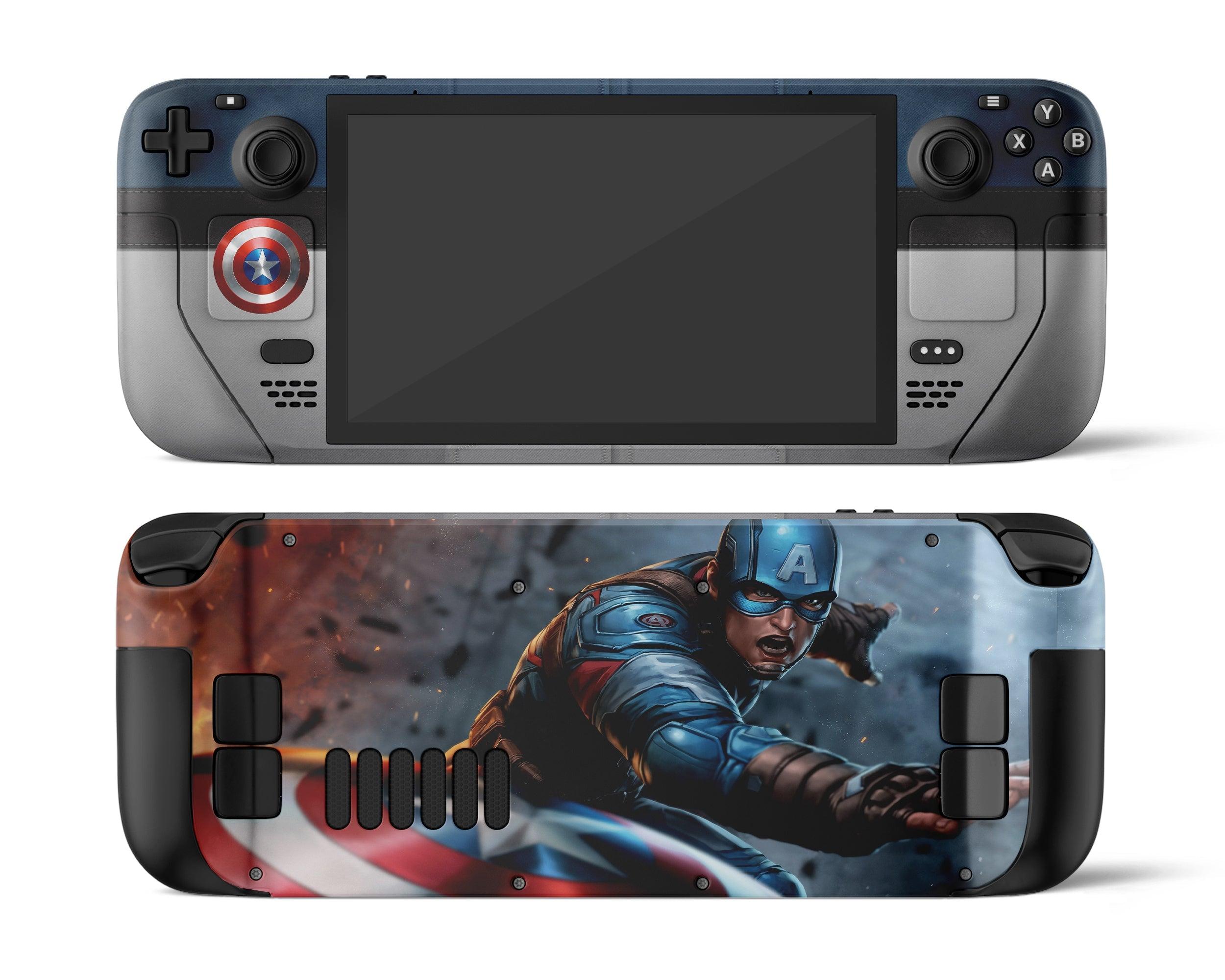 Skin dán Steam Deck mẫu Captain America Shield (Đã cắt sẵn chi tiết, dễ dán)