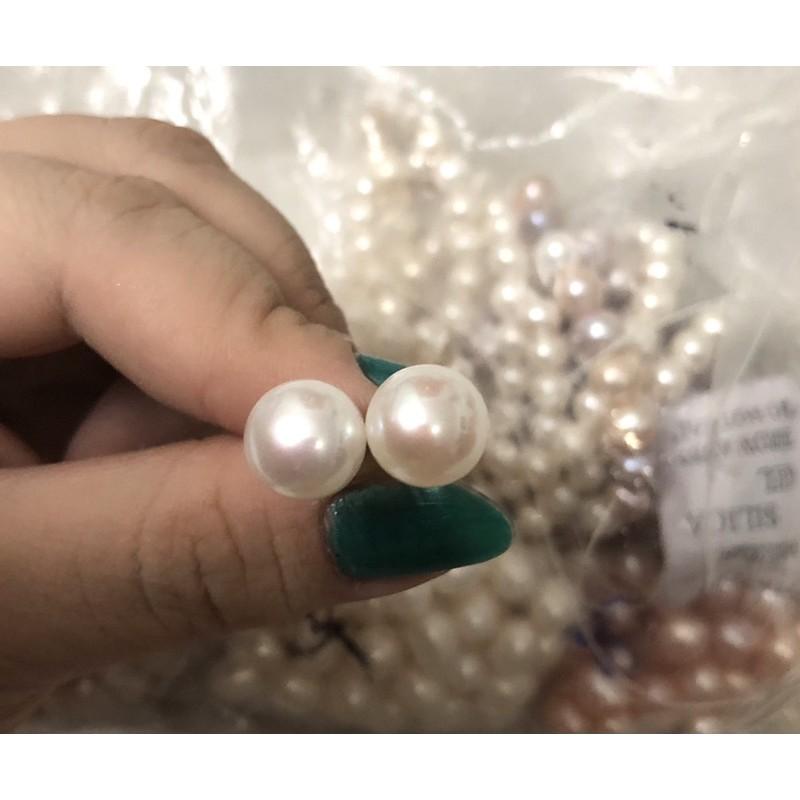Bông Tai Nụ Trắng Ánh Hồng Size Hạt 11 ly Chốt Bạc S925, Bông Tai Ngọc Trai Nước Ngọt Tự Nhiên - Trường Thịnh Ngọc Trai