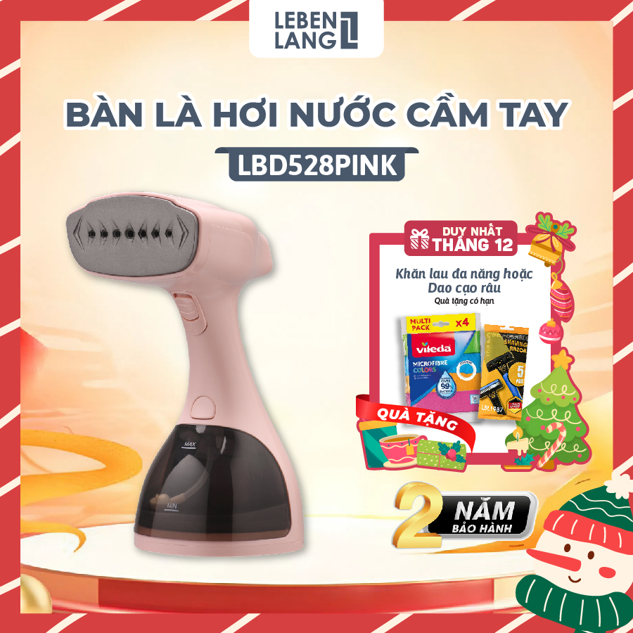 Bàn là hơi nước cầm tay Lebenlang công suất 1500W, dung tích 300ml model LBD528 - hàng chính hãng - hồng