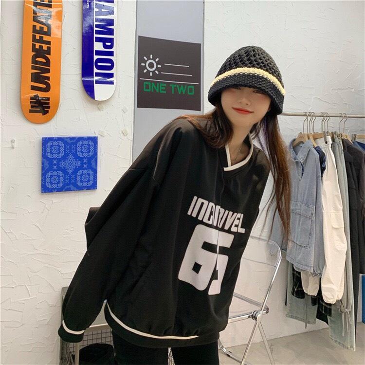 Áo nỉ nam nữ form thụng thời trang ulzzang -Áo sweater tay dài số 65 dáng rộng unisex phong cách Hàn Quốc