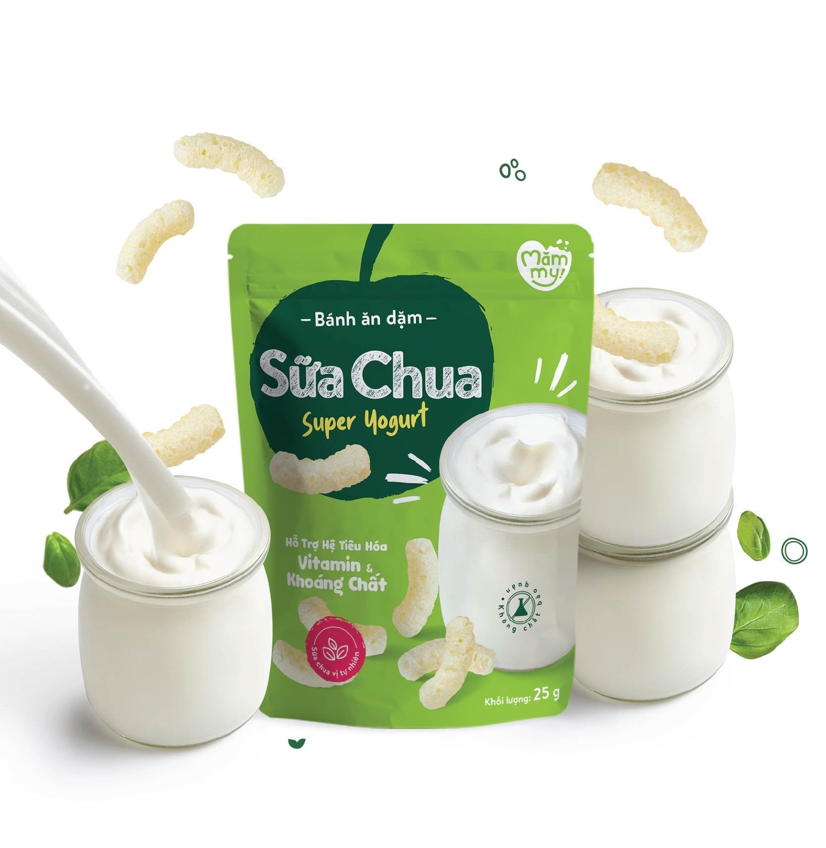 Bánh ăn dặm cho bé vị sữa chua nguyên chất Mămmy que ngắn, tan trọng miệng, dễ tiêu hóa 25 gram