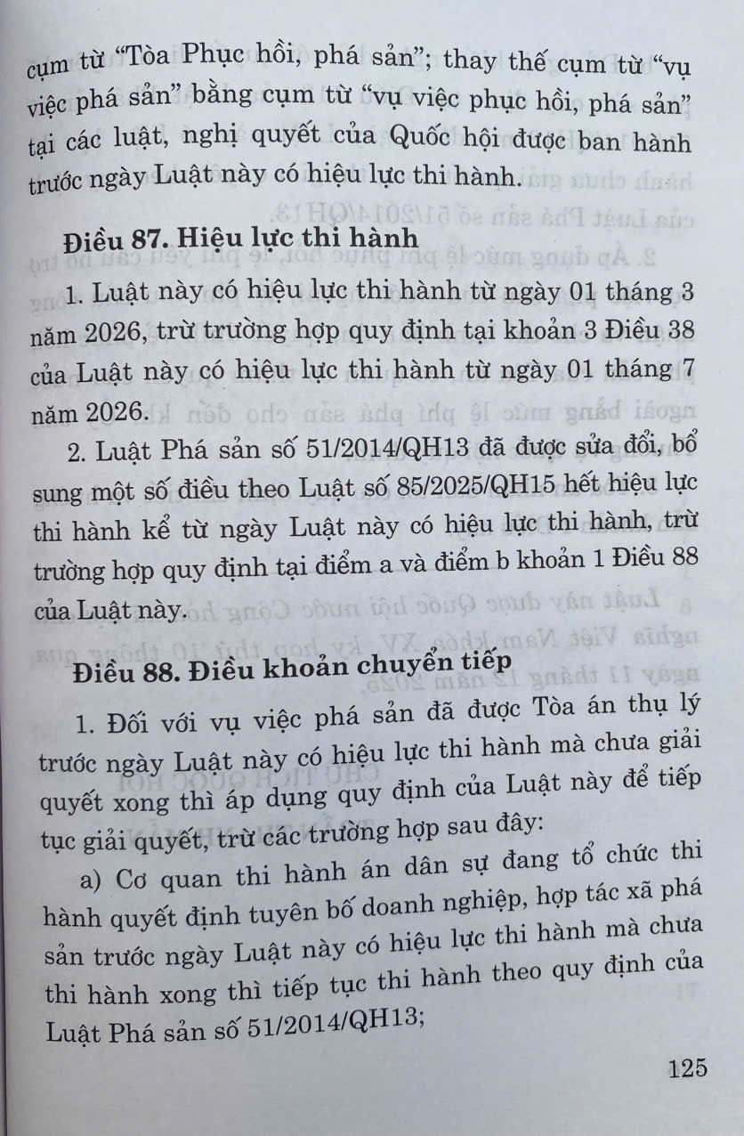 Luật Phục Hồi, Phá Sản Năm 2025