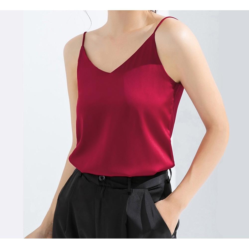 Áo 2 Dây Vải Lụa Satin Mặc Trong Vest Cực Sang Chảnh