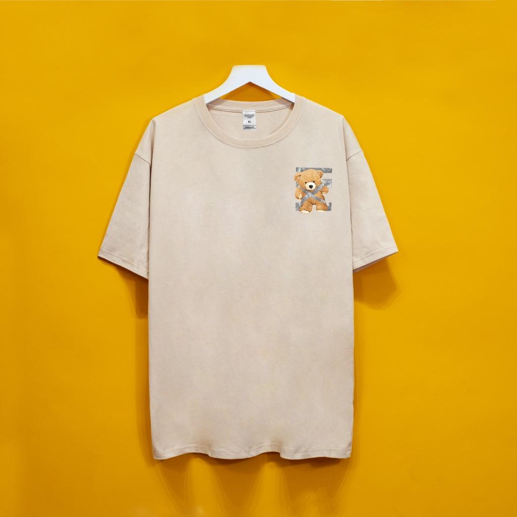 Áo thun tay lỡ GẤU DÁN Hogoto shop , Áo thun unisex nam nữ from rộng oversize chất liệu cotton