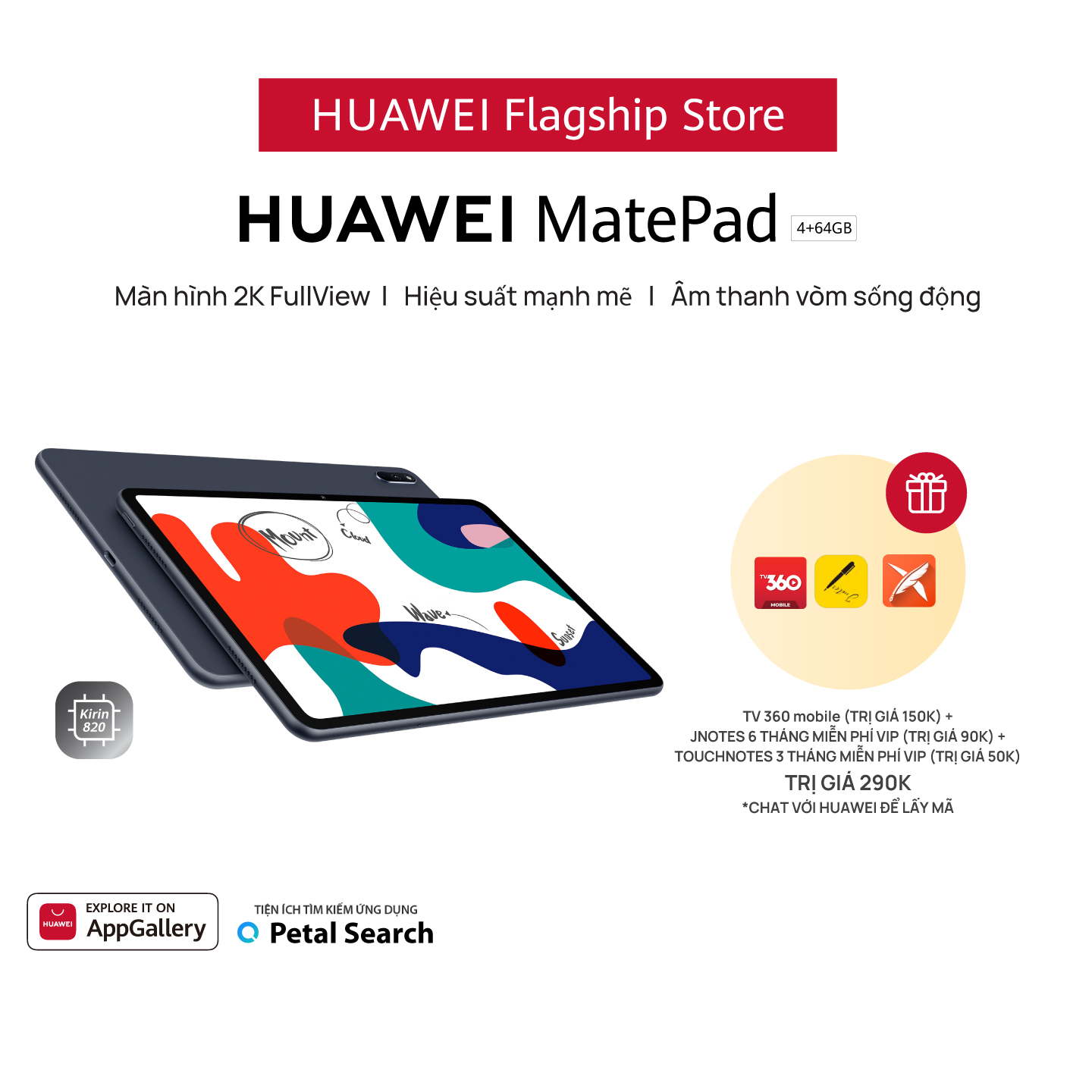 Máy Tính Bảng Huawei Matepad | Màn Hình 2K Fullview | Hiệu Suất Mạnh Mẽ | Âm Thanh Vòm Sống Động | Hàng Chính Hãng - Máy tính bảng | DiDongVietNam.com