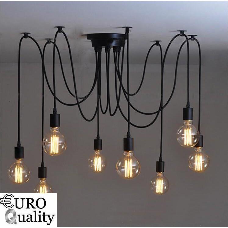 Đèn trang trí trần nhà dây nhện Euro Quality + kèm 10 bóng 4W tia dây tóc sang trọng