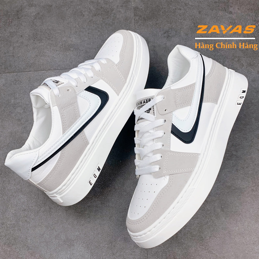 Giày thể thao nam sneaker ZAVAS chính hãng màu trắng đế cao su may êm nhẹ S409