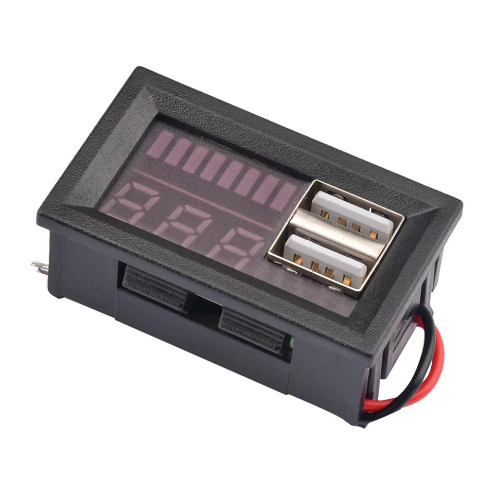 Đồng hồ báo vôn ắc quy kèm sạc USB lắp ô tô xe máy 12v loại tốt