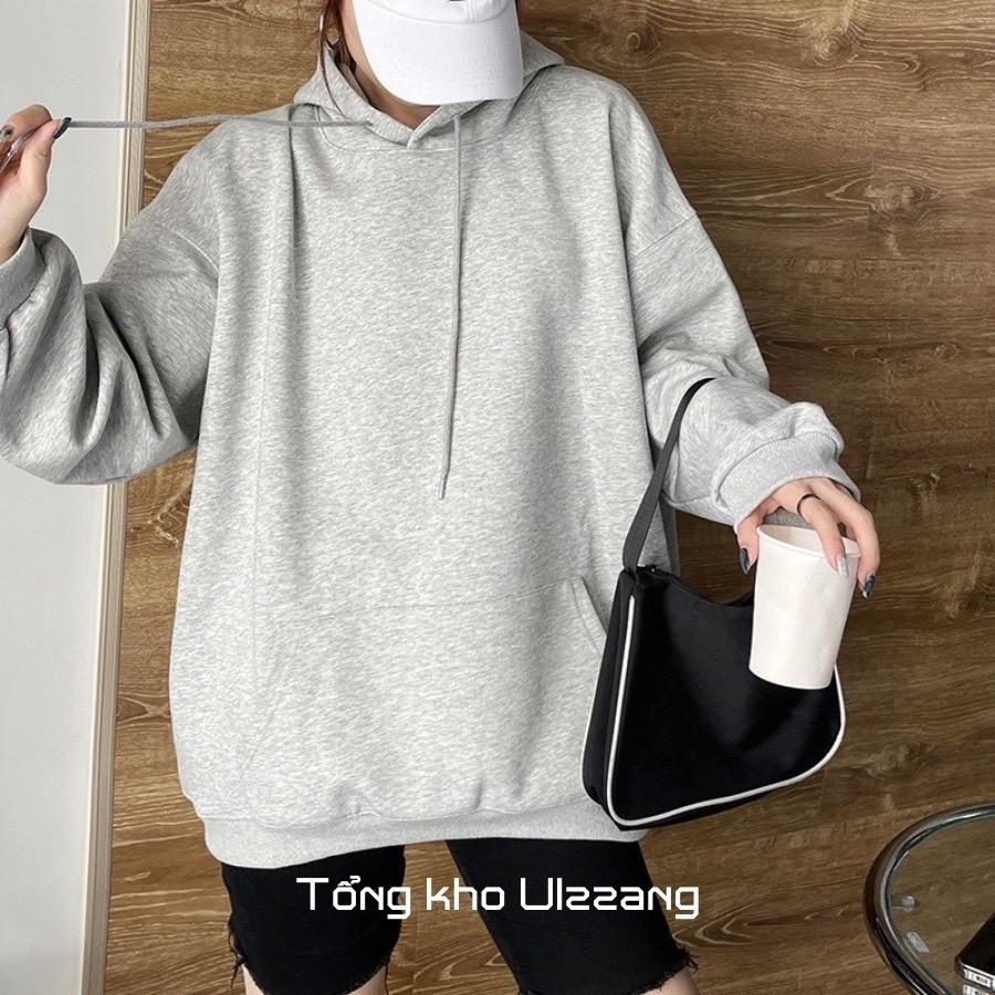 Áo hoodie đen trắng trơn nam nữ form rộng hàn quốc unisex dài tay basic Áo hoodie nỉ bông đen trắng YiiL HD07