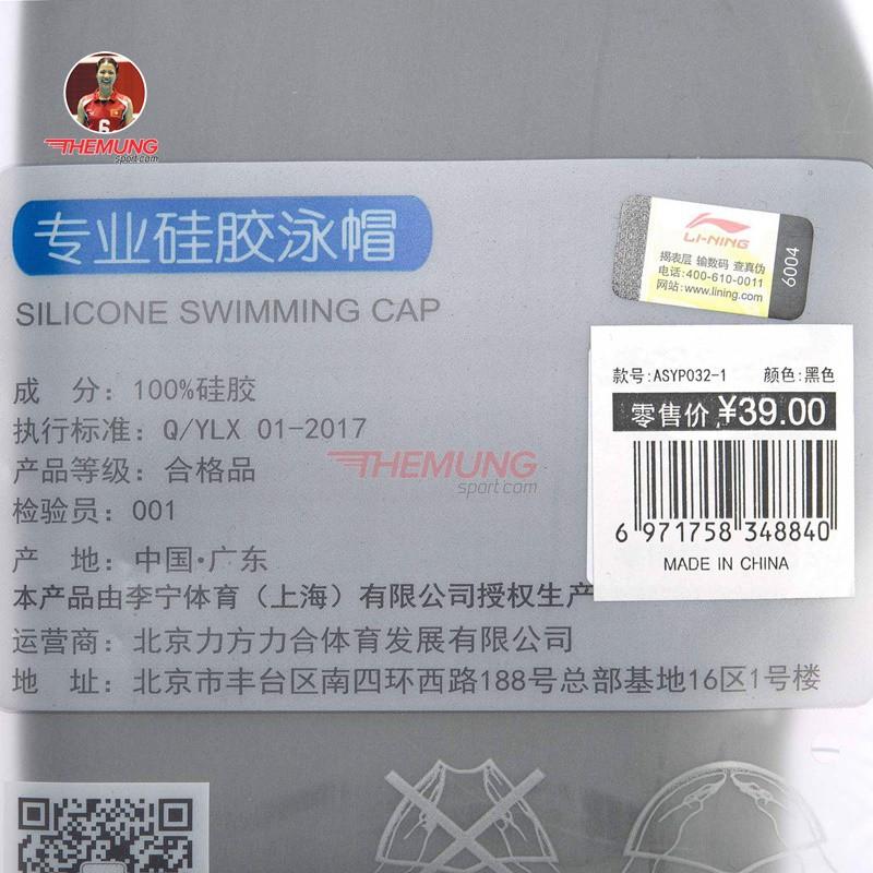 Mũ Bơi LiNing Cao Cấp ASYP032- (Đen)