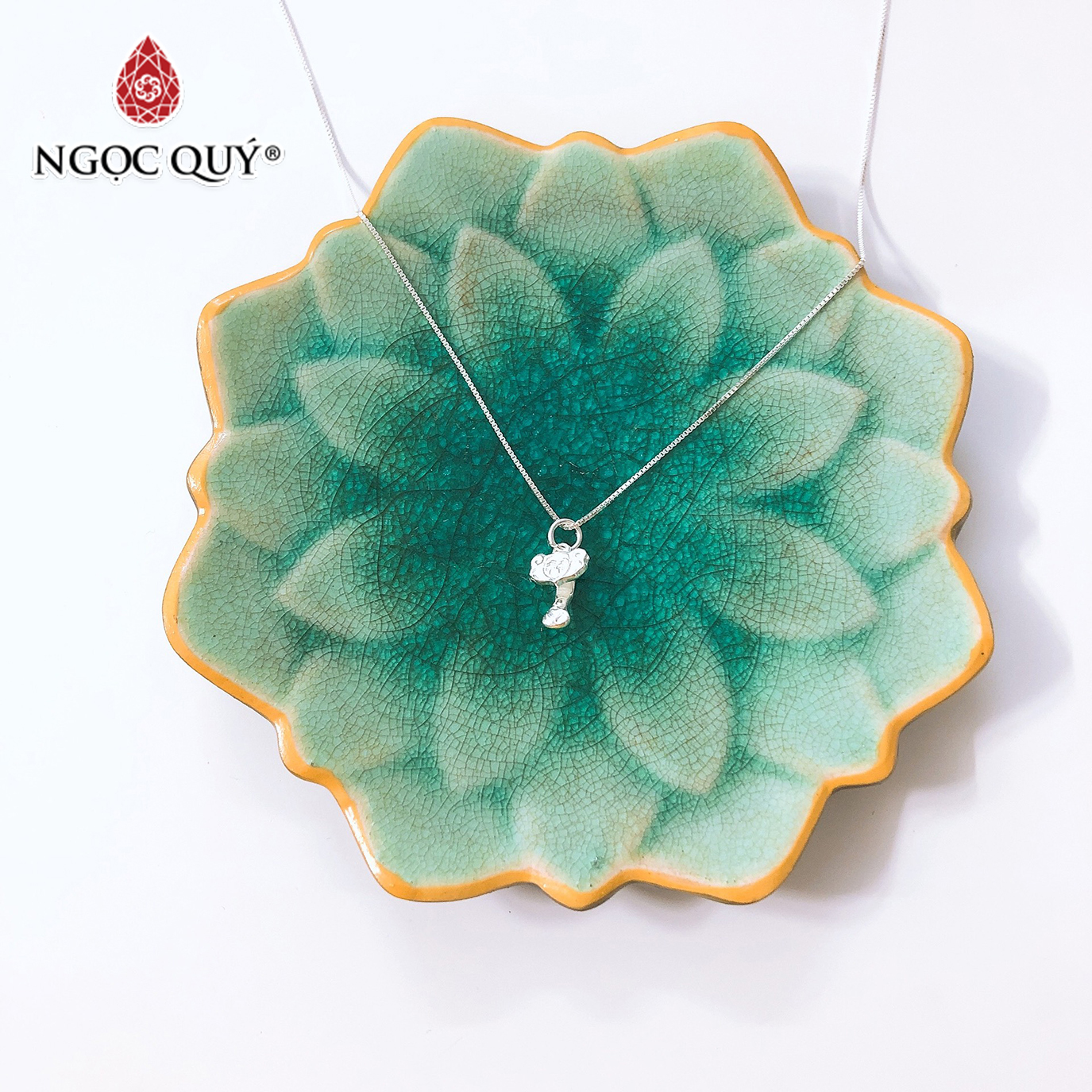 Dây chuyền bạc mặt ruyi gậy như ý treo - Ngọc Quý Gemstones